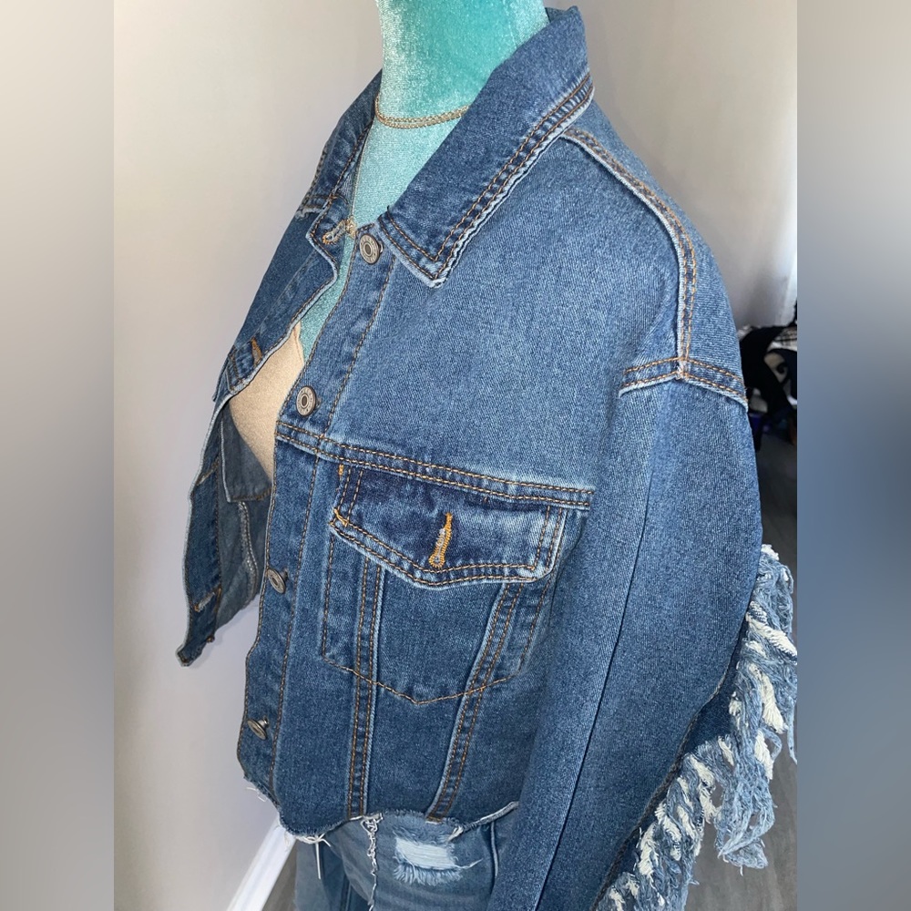 Blue Denim Fringe Jacket - Picture 8 of 10